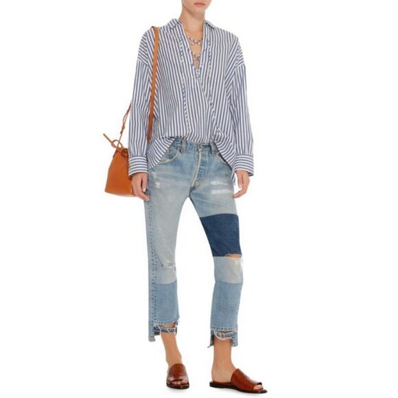 💕NILI LOTAN💕 Franki Patchwork Reworked Crop Jeans ~ Vintage Indigo 26 - Picture 9 of 16